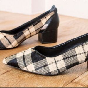 NWT Preston & York sz 7 Tabitha plaid calfhair pumps